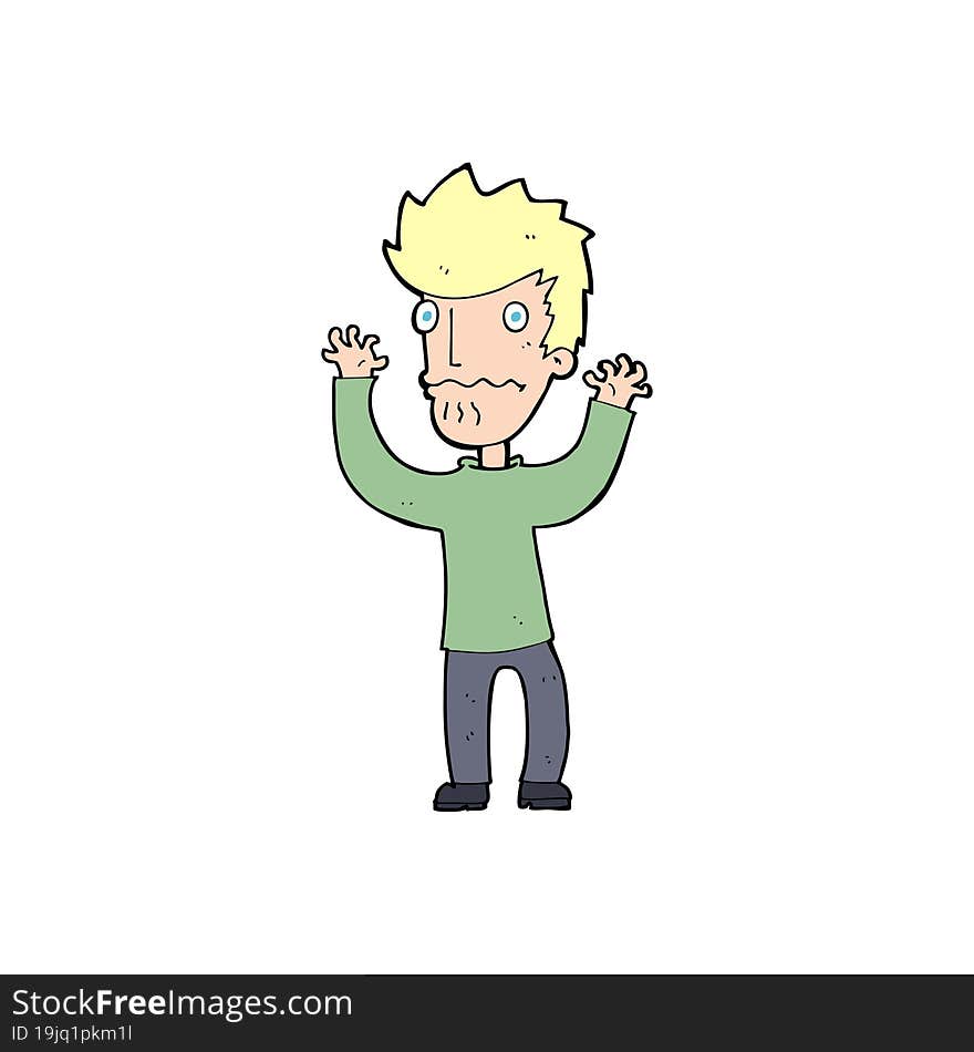 cartoon frightened man