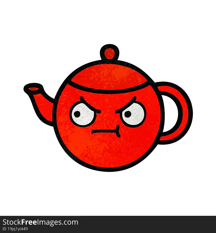 retro grunge texture cartoon teapot