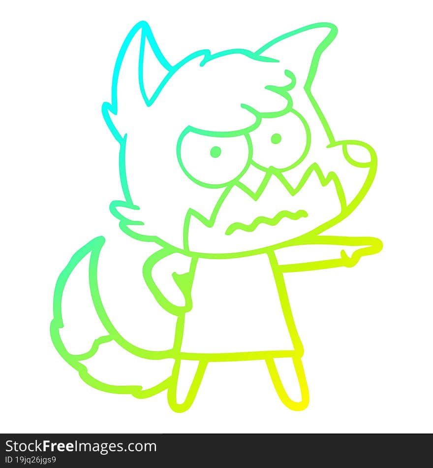 cold gradient line drawing cartoon annoyed fox