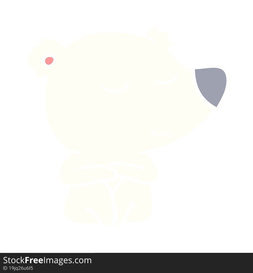 Happy Flat Color Style Cartoon Polar Bear