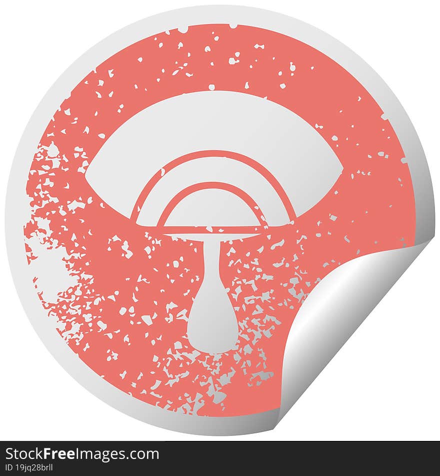 distressed circular peeling sticker symbol crying eye