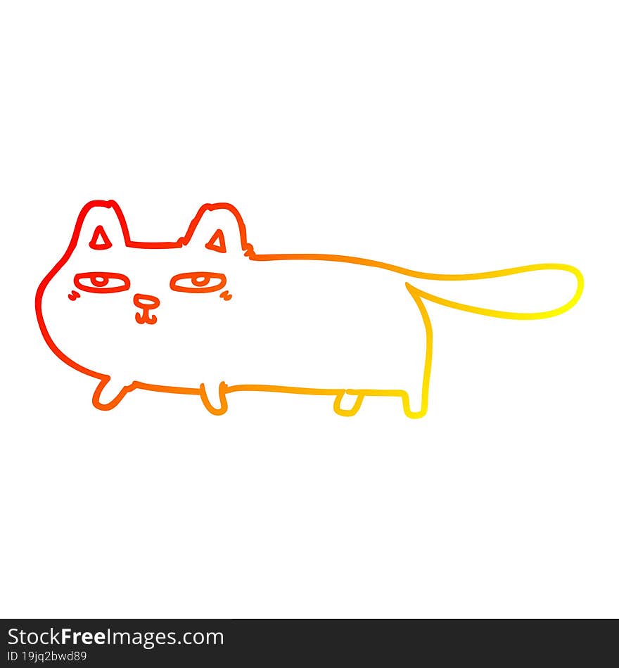 warm gradient line drawing cartoon sly cat