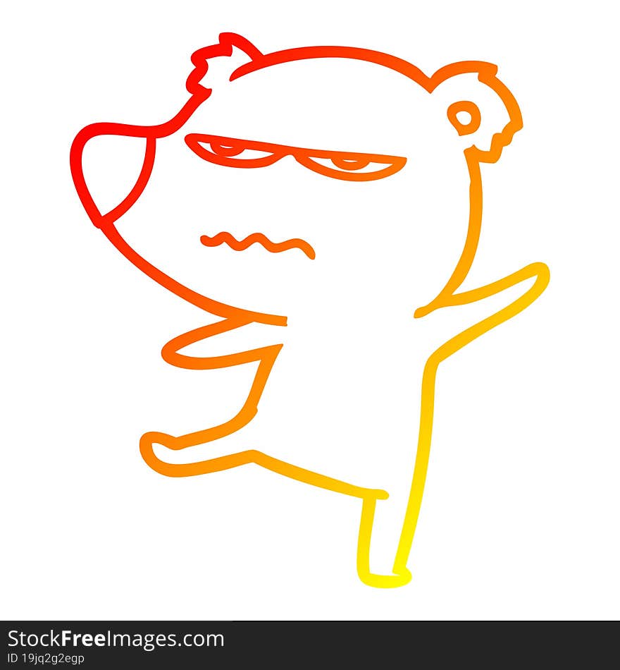 warm gradient line drawing annoyed bear cartoon pointing