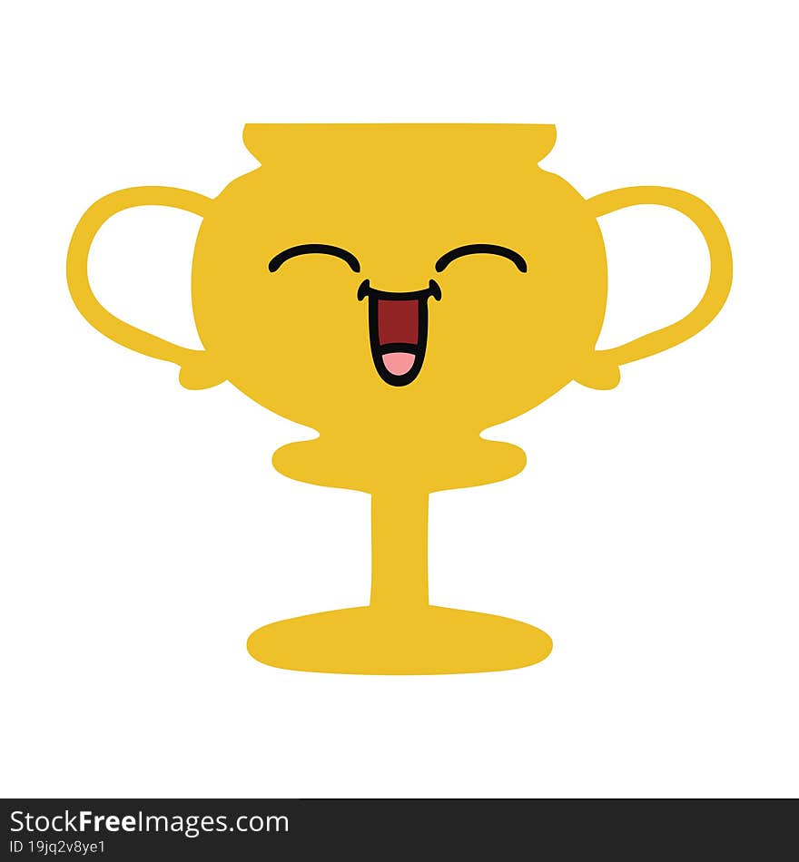 flat color retro cartoon trophy