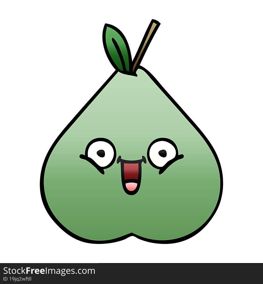 gradient shaded cartoon green pear