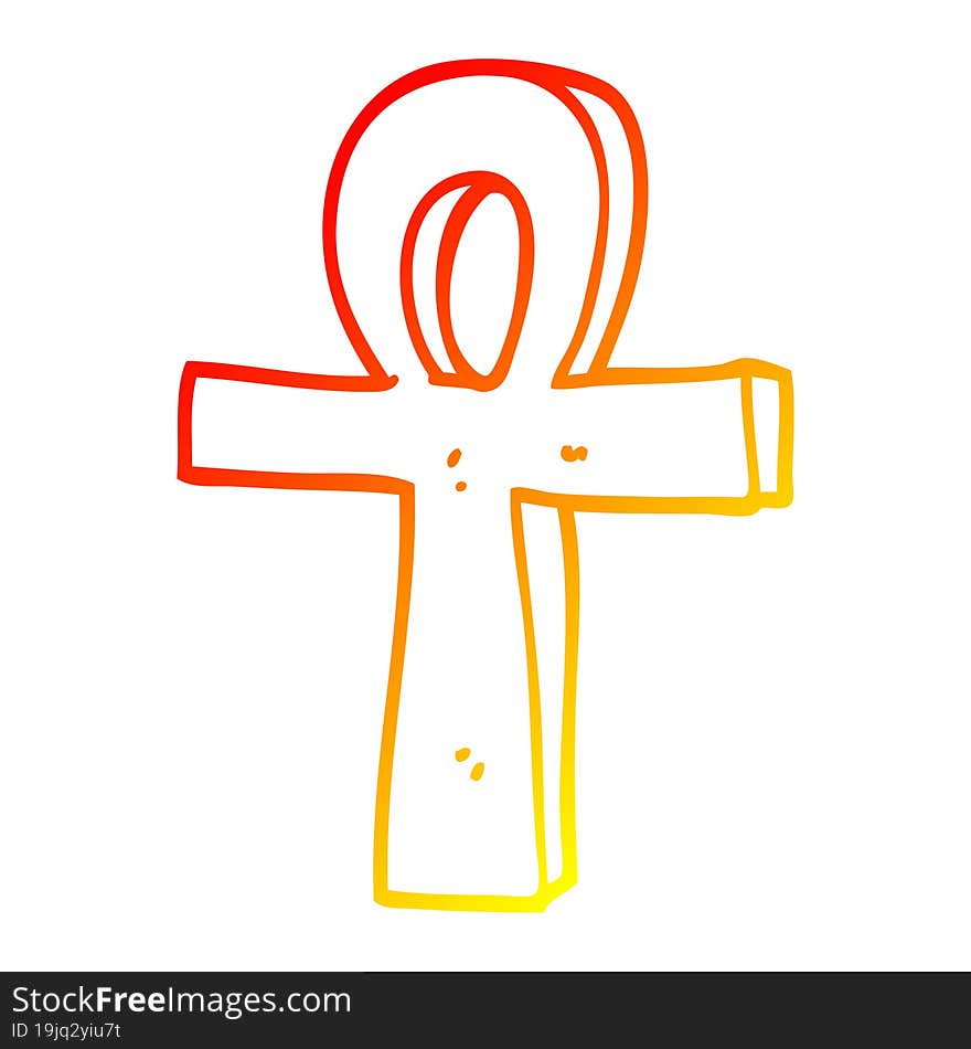 Warm Gradient Line Drawing Cartoon Of An Ankh