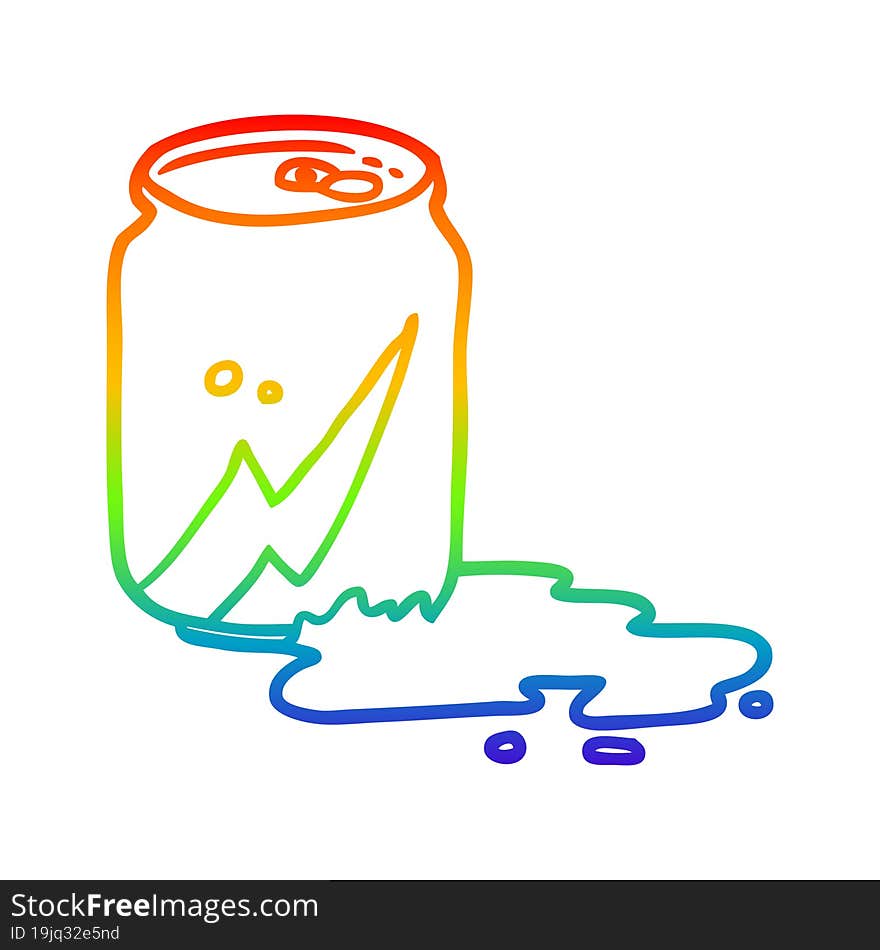 rainbow gradient line drawing of a can of soda