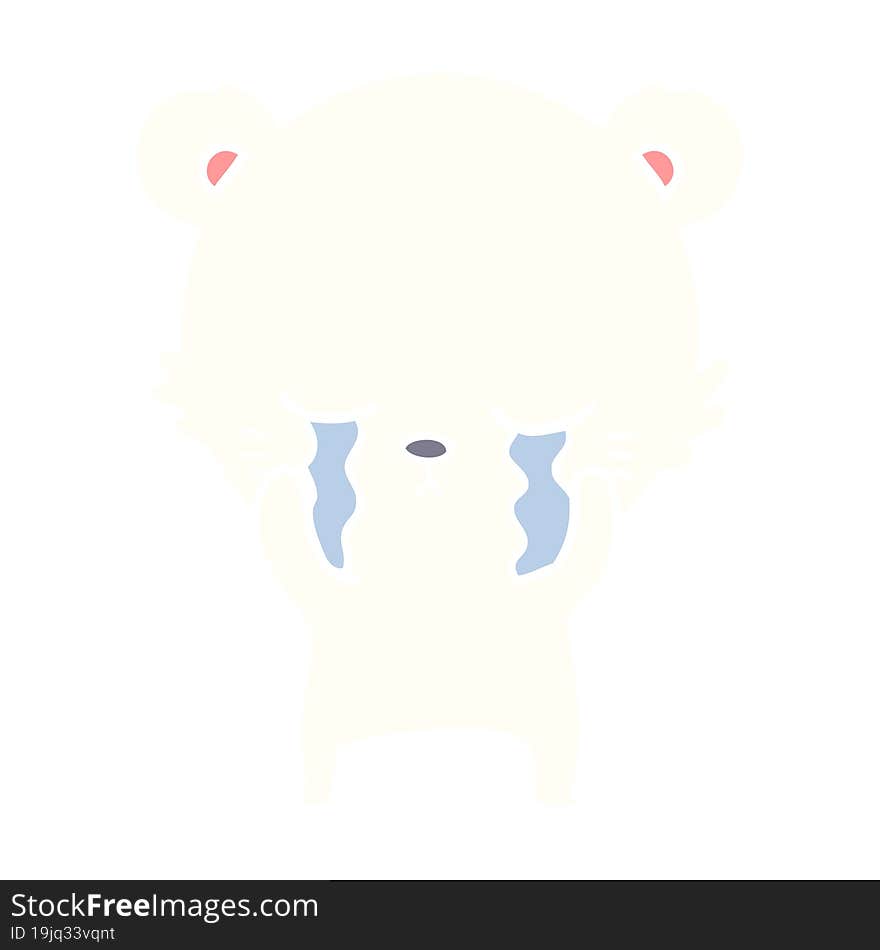 crying flat color style cartoon polarbear