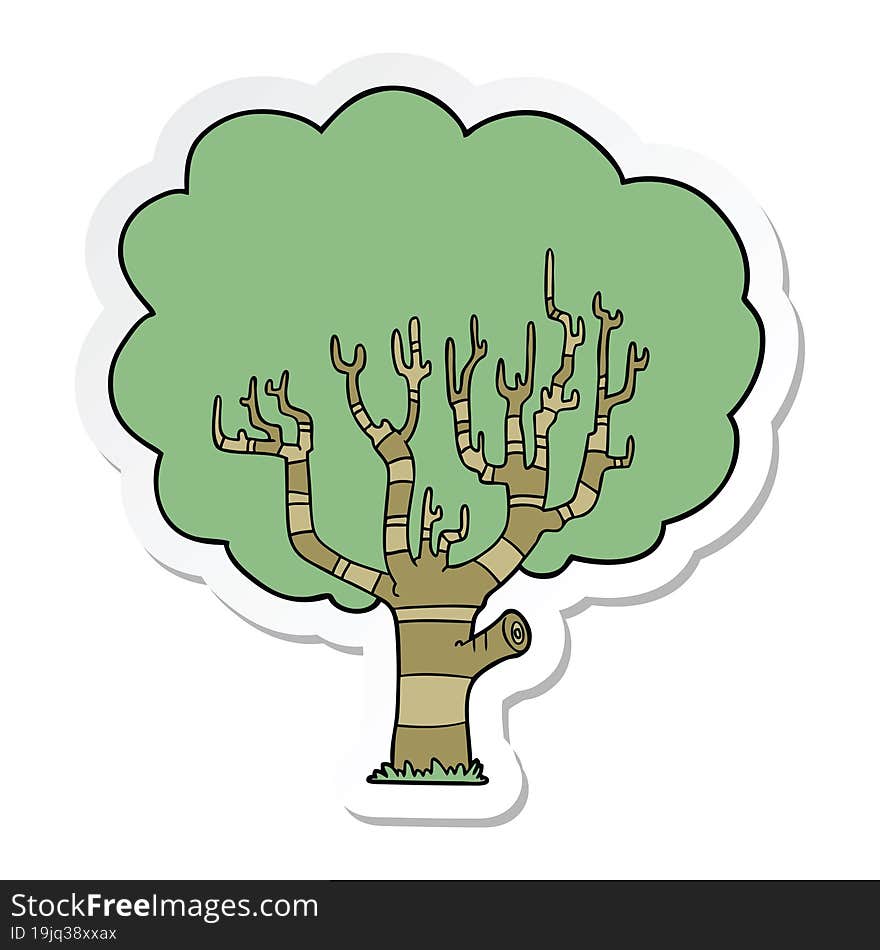 sticker of a cartoon tree