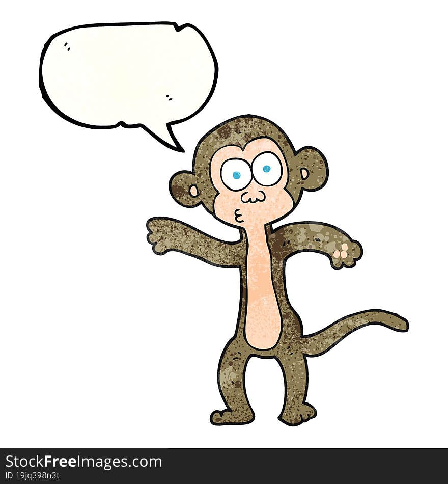 freehand speech bubble textured cartoon monkey