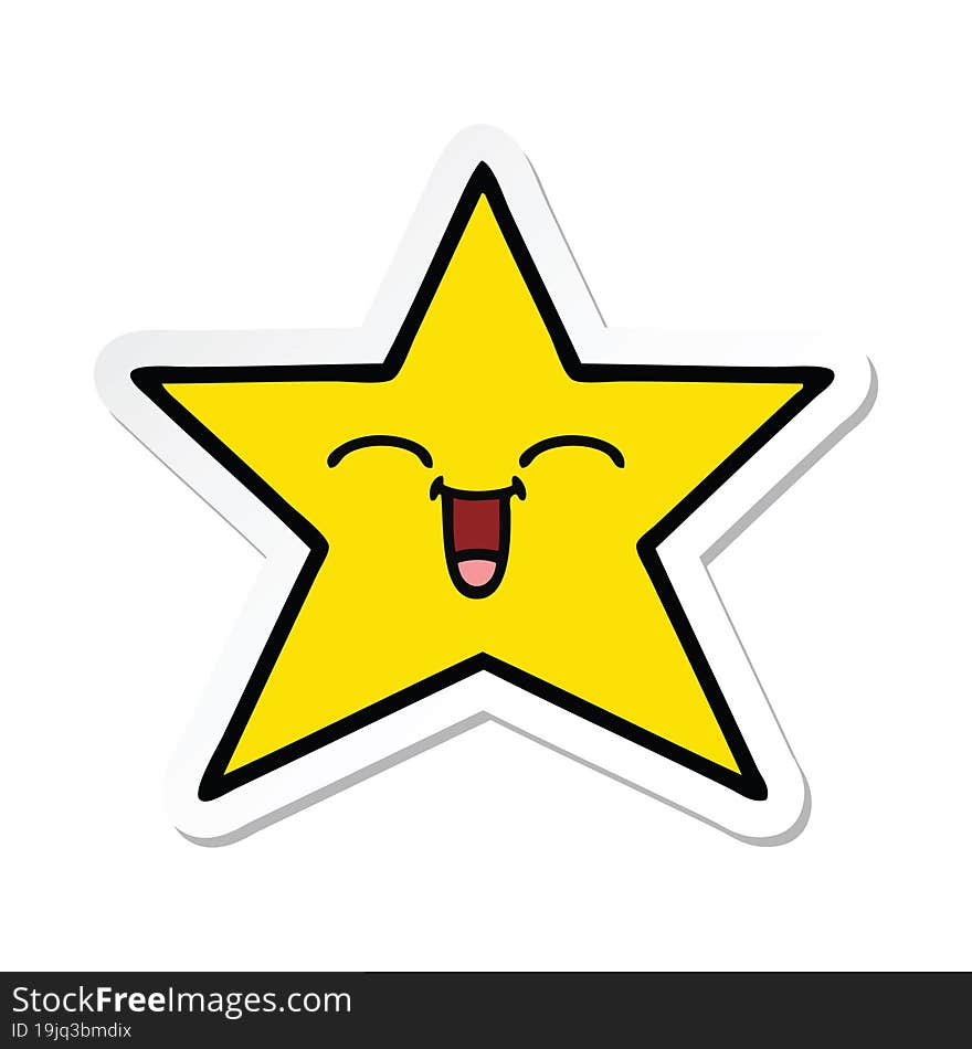 sticker of a cute cartoon gold star