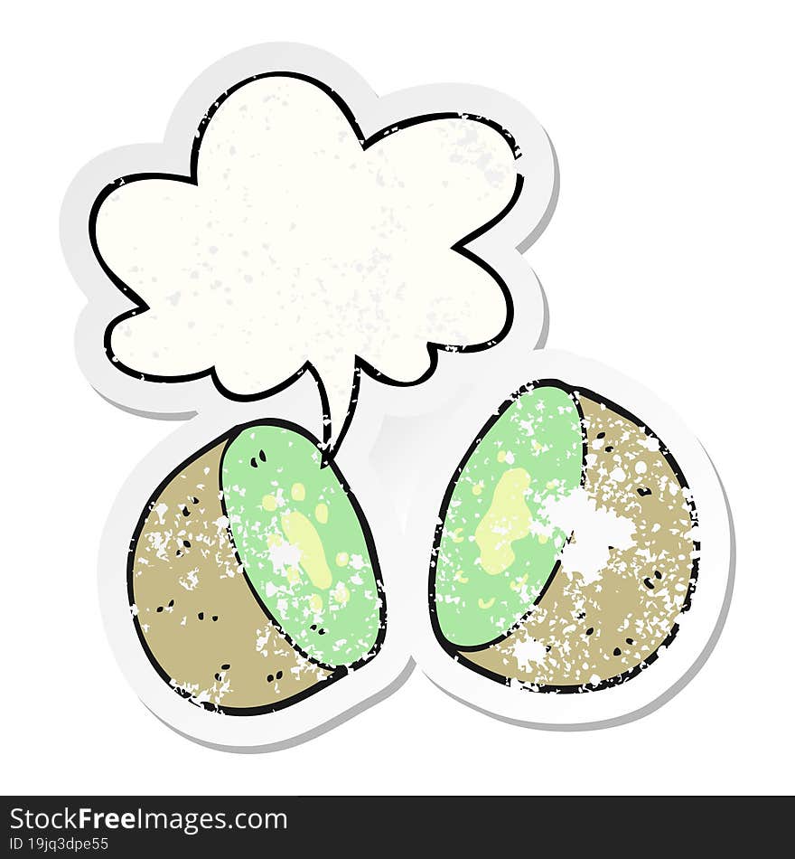 cartoon kiwi and speech bubble distressed sticker