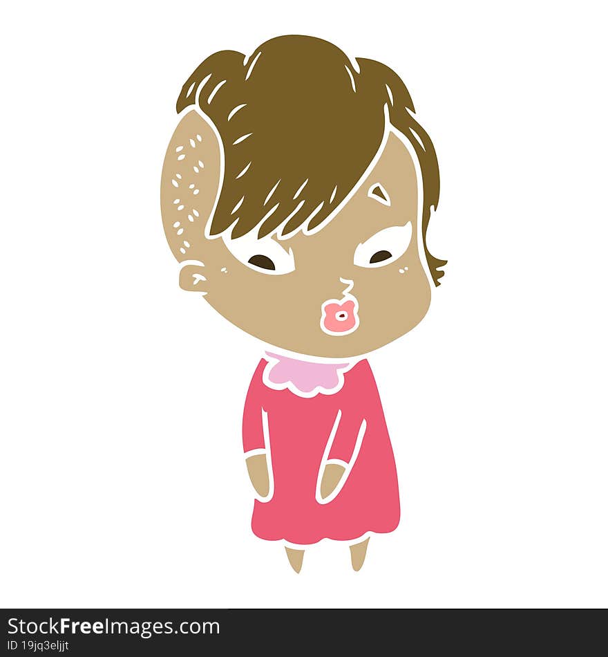 flat color style cartoon surprised girl