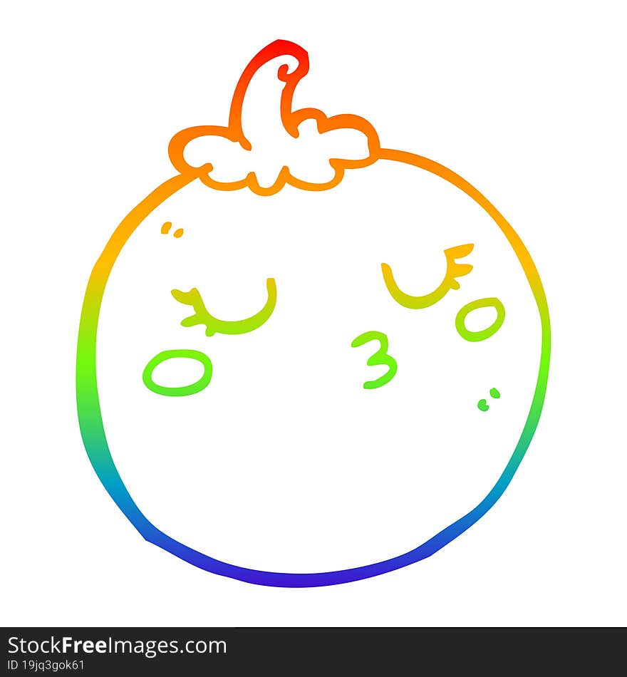 rainbow gradient line drawing cartoon tomato