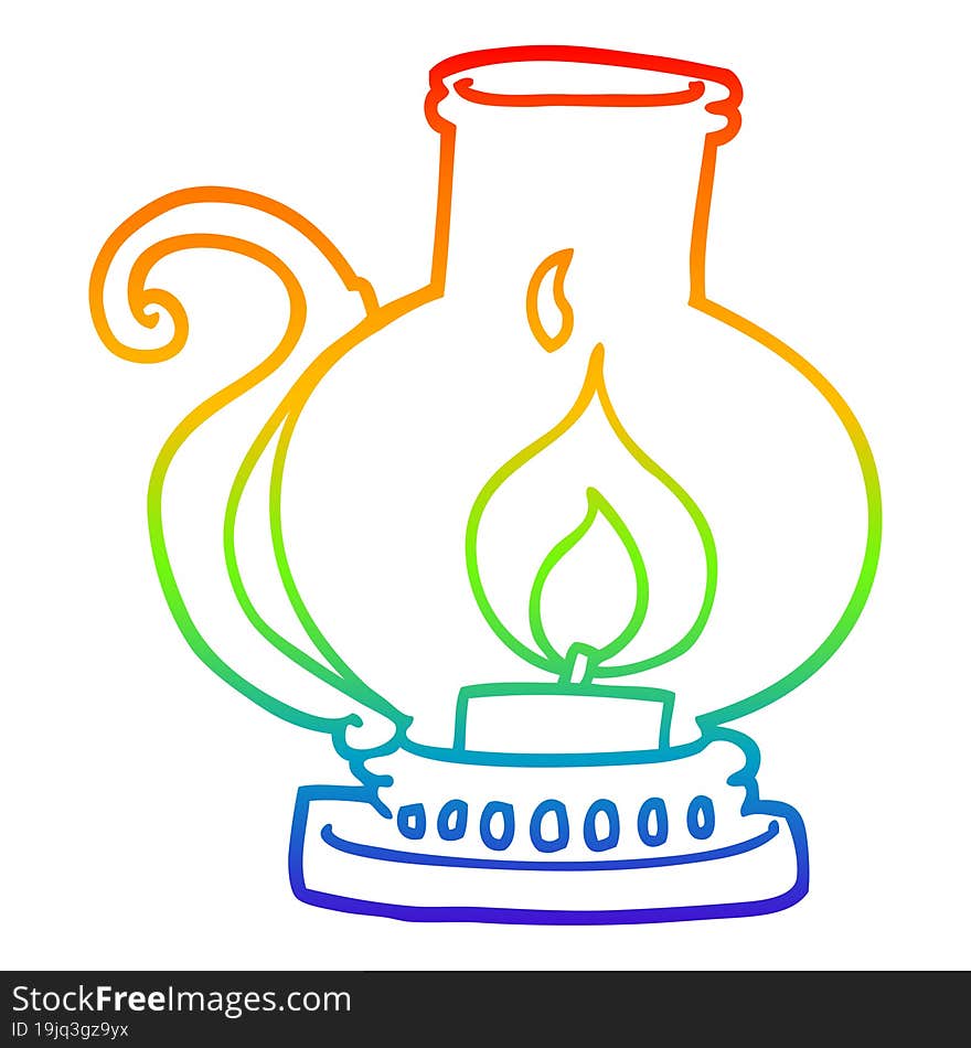 rainbow gradient line drawing of a cartoon lantern