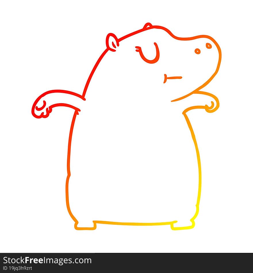 warm gradient line drawing cartoon hippo