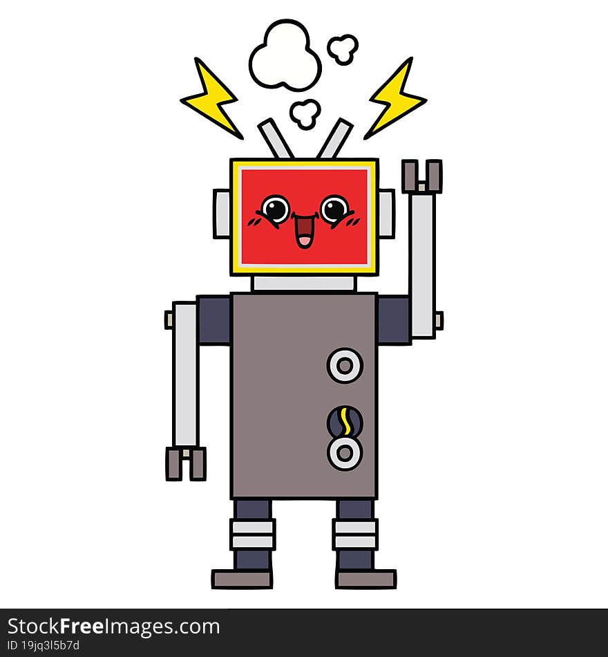 cute cartoon of a happy robot. cute cartoon of a happy robot