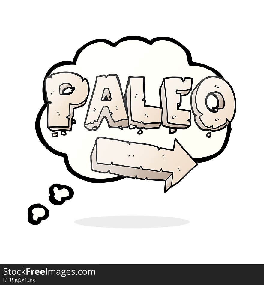 freehand drawn thought bubble cartoon paleo diet pointing arrow