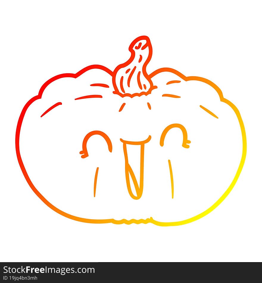 Warm Gradient Line Drawing Cartoon Pumpkin