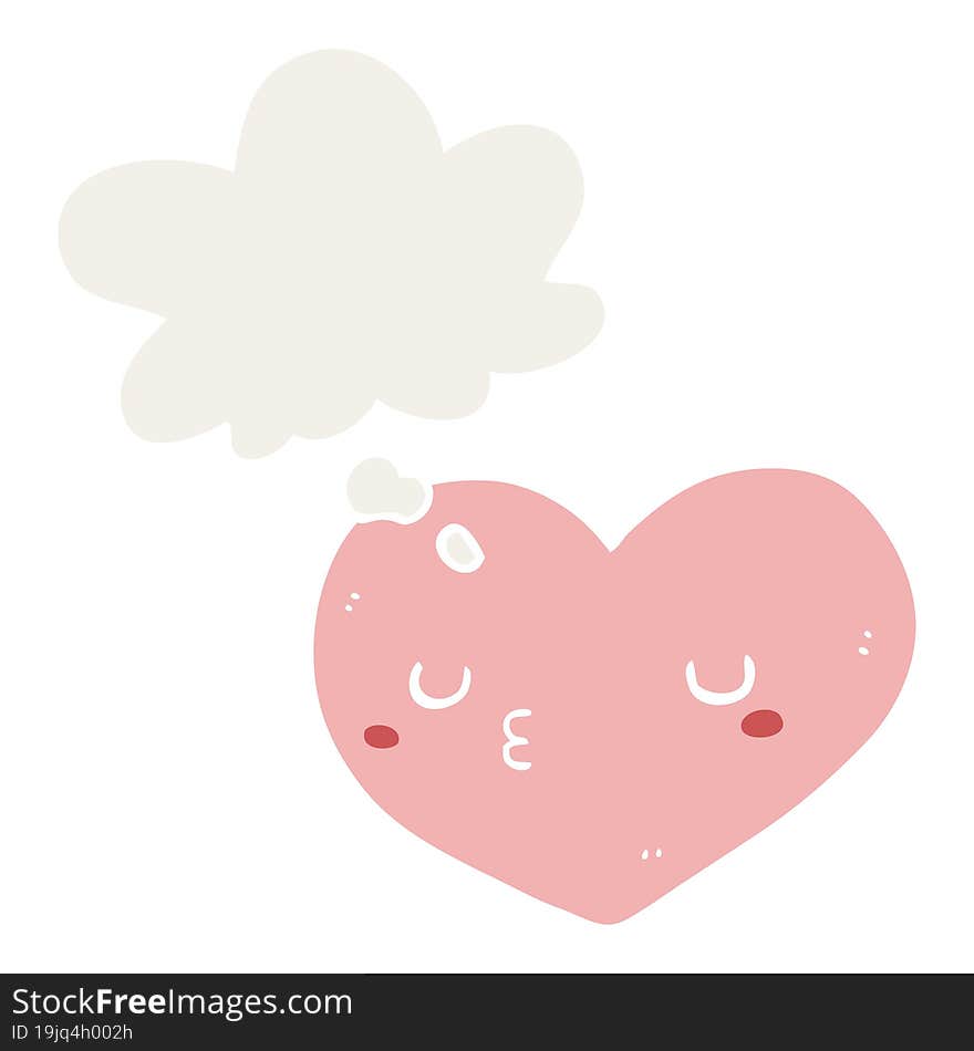 cartoon love heart with thought bubble in retro style