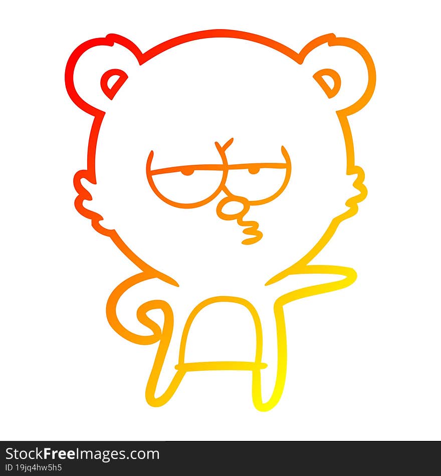 warm gradient line drawing bored bear cartoon