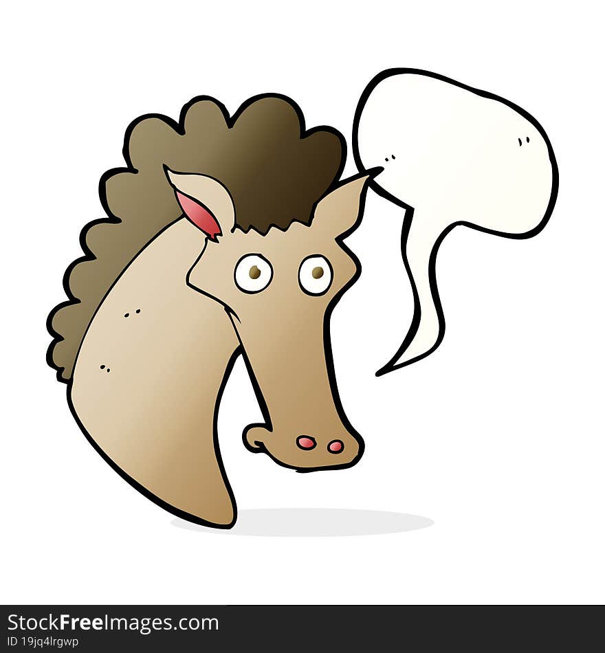 Cartoon Horse Head With Speech Bubble