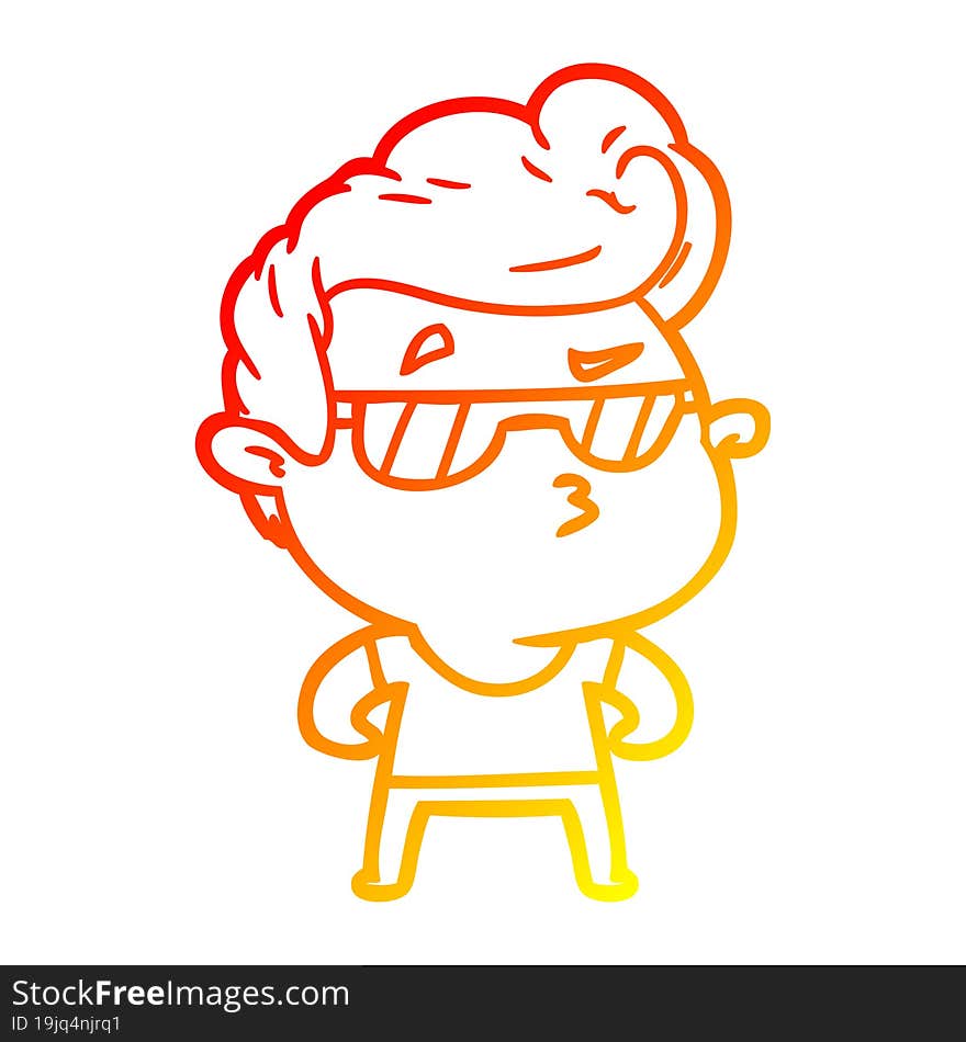 warm gradient line drawing cartoon cool guy