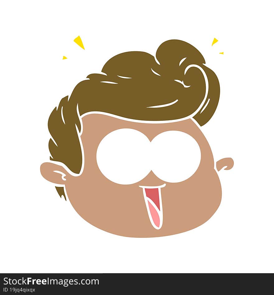 flat color style cartoon male face surprised