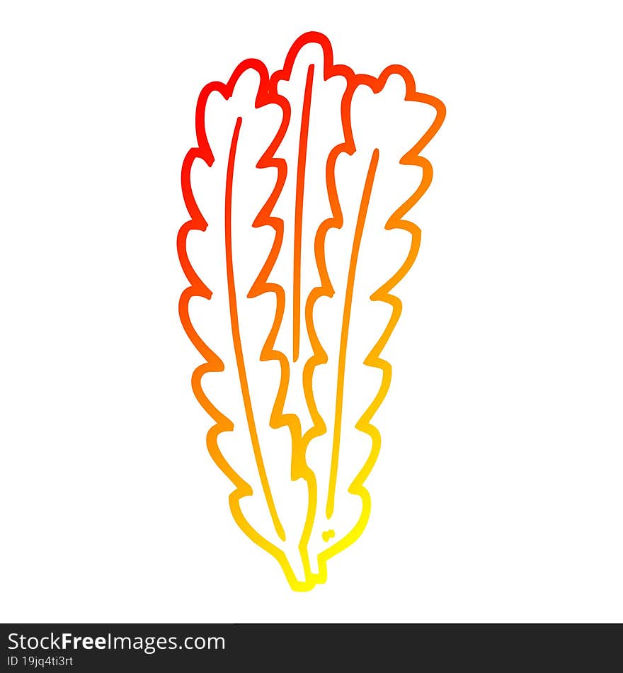 warm gradient line drawing cartoon green leaves