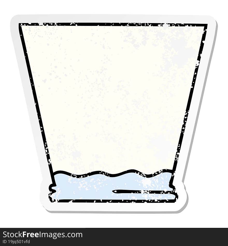 distressed sticker of a quirky hand drawn cartoon drinks tumbler