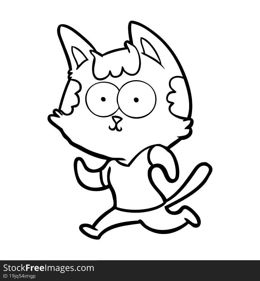 happy cartoon cat jogging. happy cartoon cat jogging