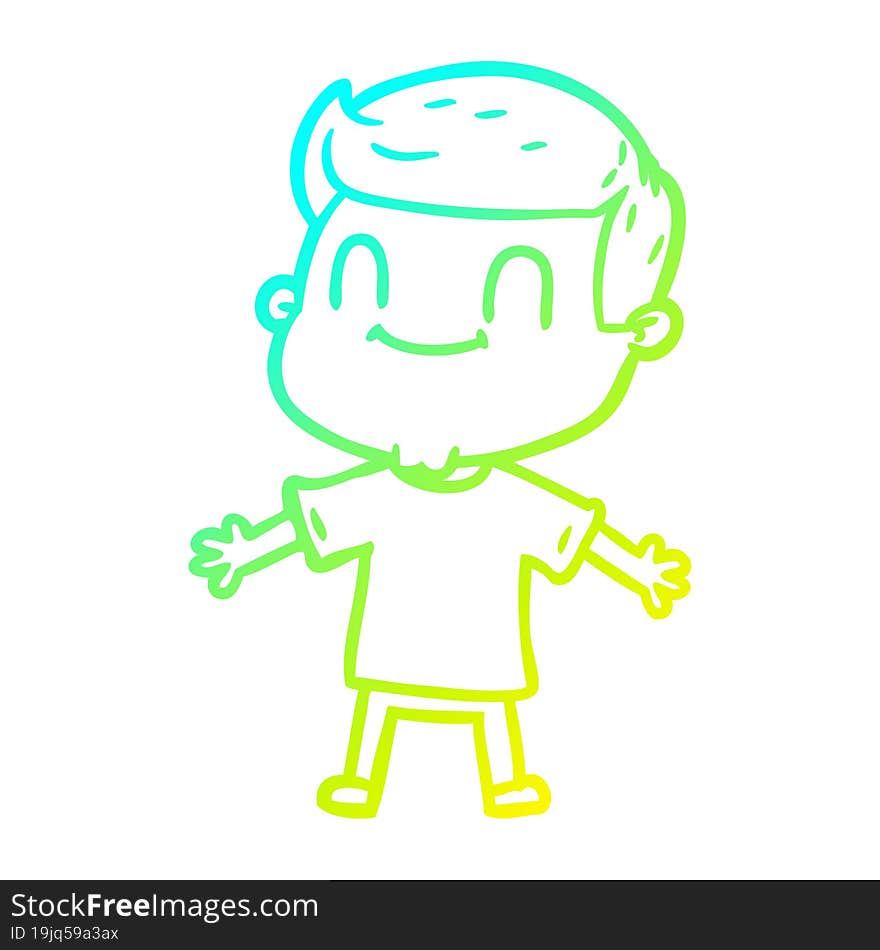 cold gradient line drawing of a cartoon friendly man