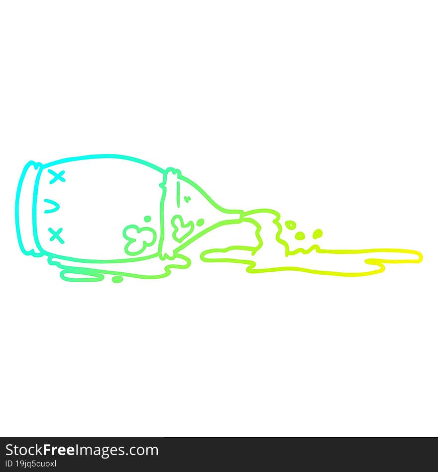 cold gradient line drawing cartoon spilled bottle