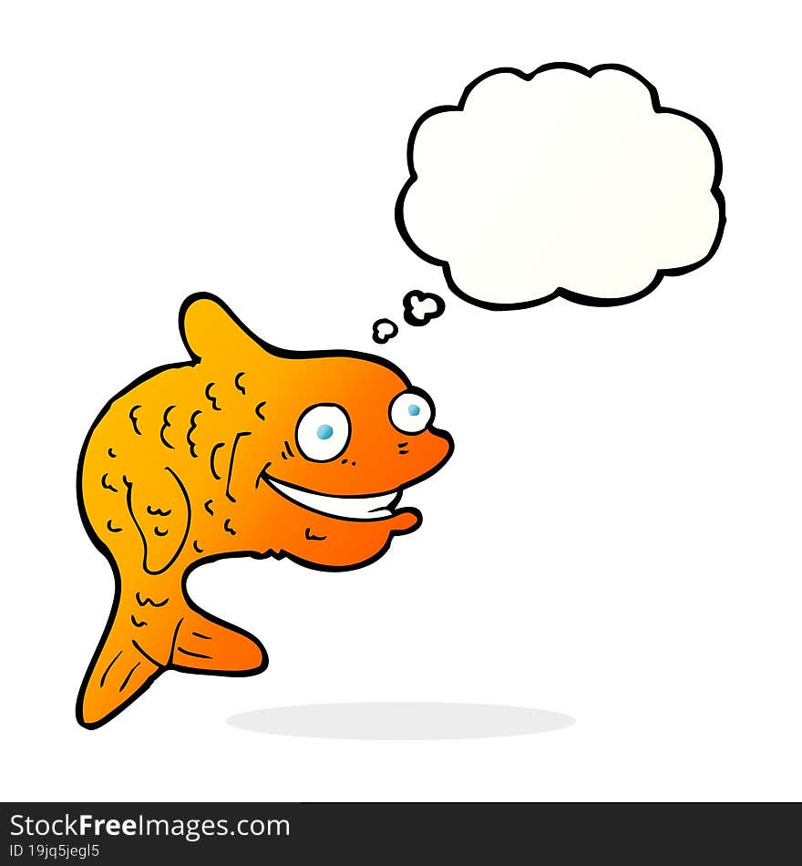 Cartoon Happy Fish With Thought Bubble