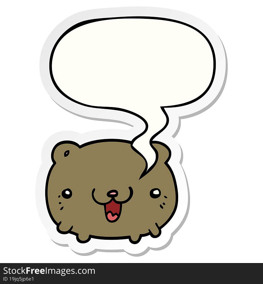 funny cartoon bear and speech bubble sticker