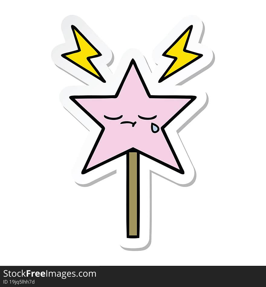 Sticker Of A Cute Cartoon Magic Wand