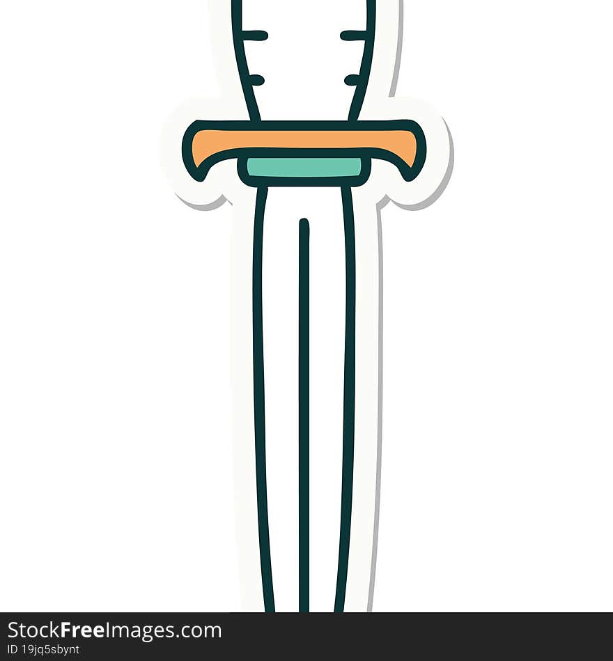 sticker of tattoo in traditional style of a dagger. sticker of tattoo in traditional style of a dagger