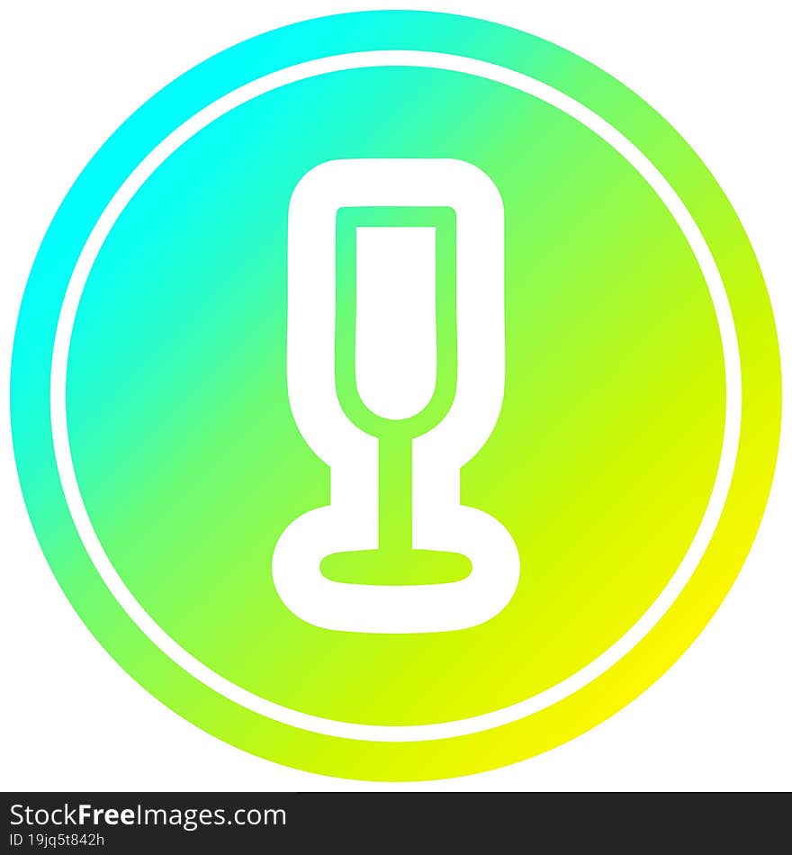 champagne flute circular icon with cool gradient finish. champagne flute circular icon with cool gradient finish