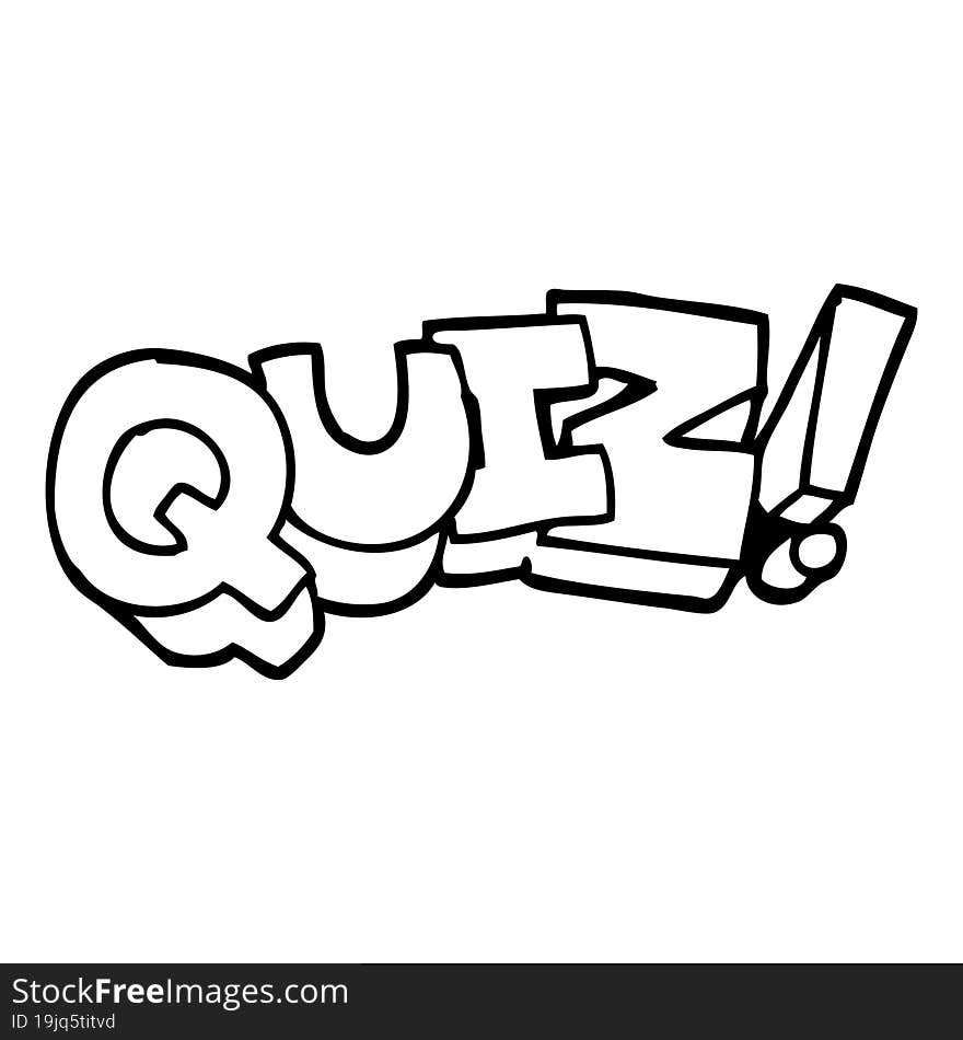 black and white cartoon quiz sign