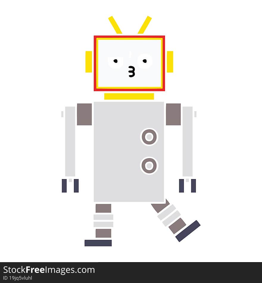 Flat Color Retro Cartoon Robot