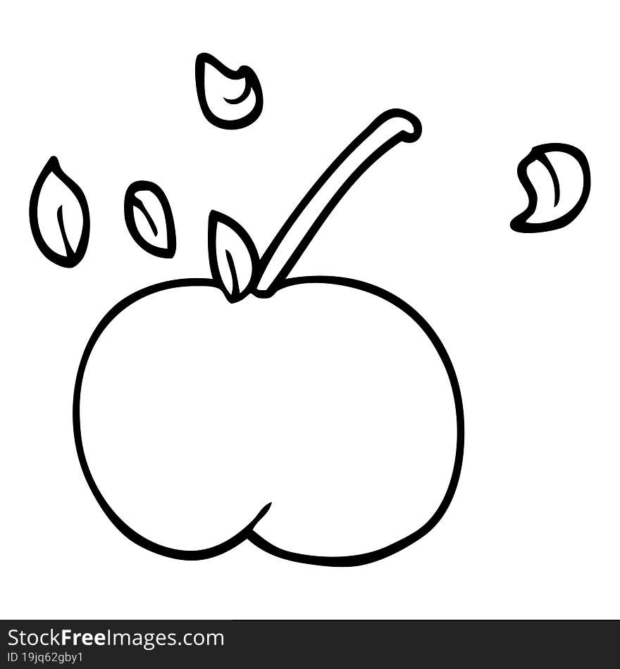 Line Drawing Cartoon Juicy Apple