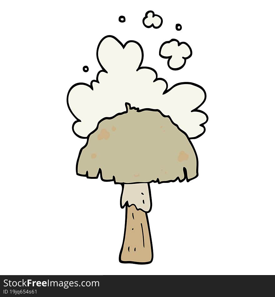 Cartoon Mushroom With Spore Cloud