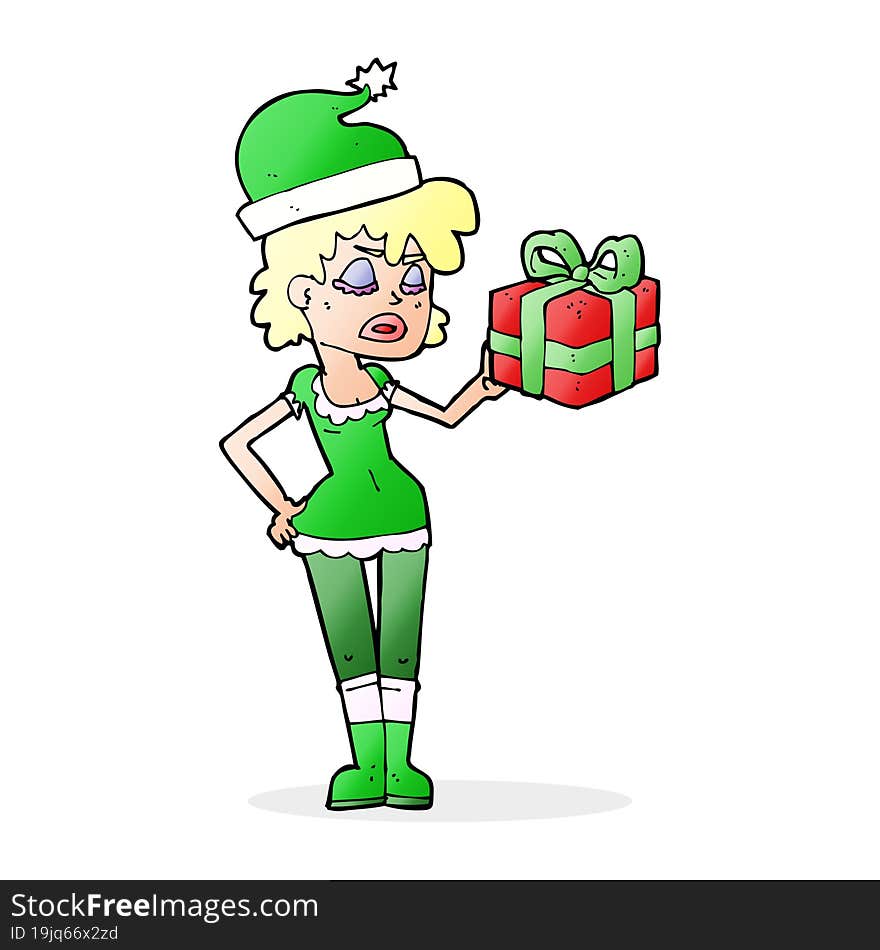 Santa S Helper With Christmas Present