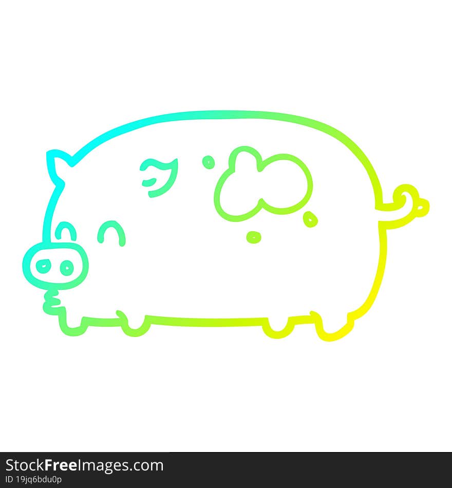 cold gradient line drawing cute cartoon pig