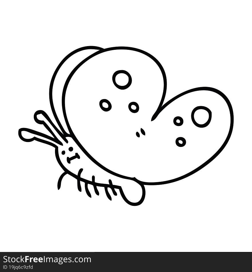 line drawing quirky cartoon butterfly. line drawing quirky cartoon butterfly