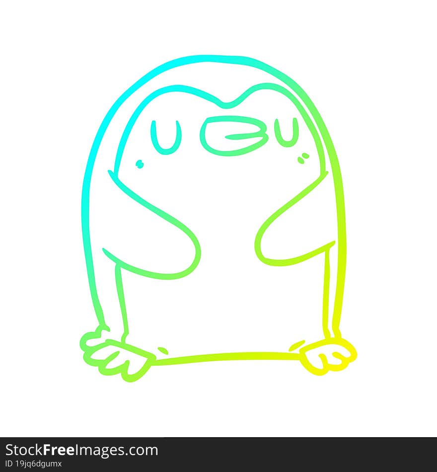 cold gradient line drawing Cartoon penguin