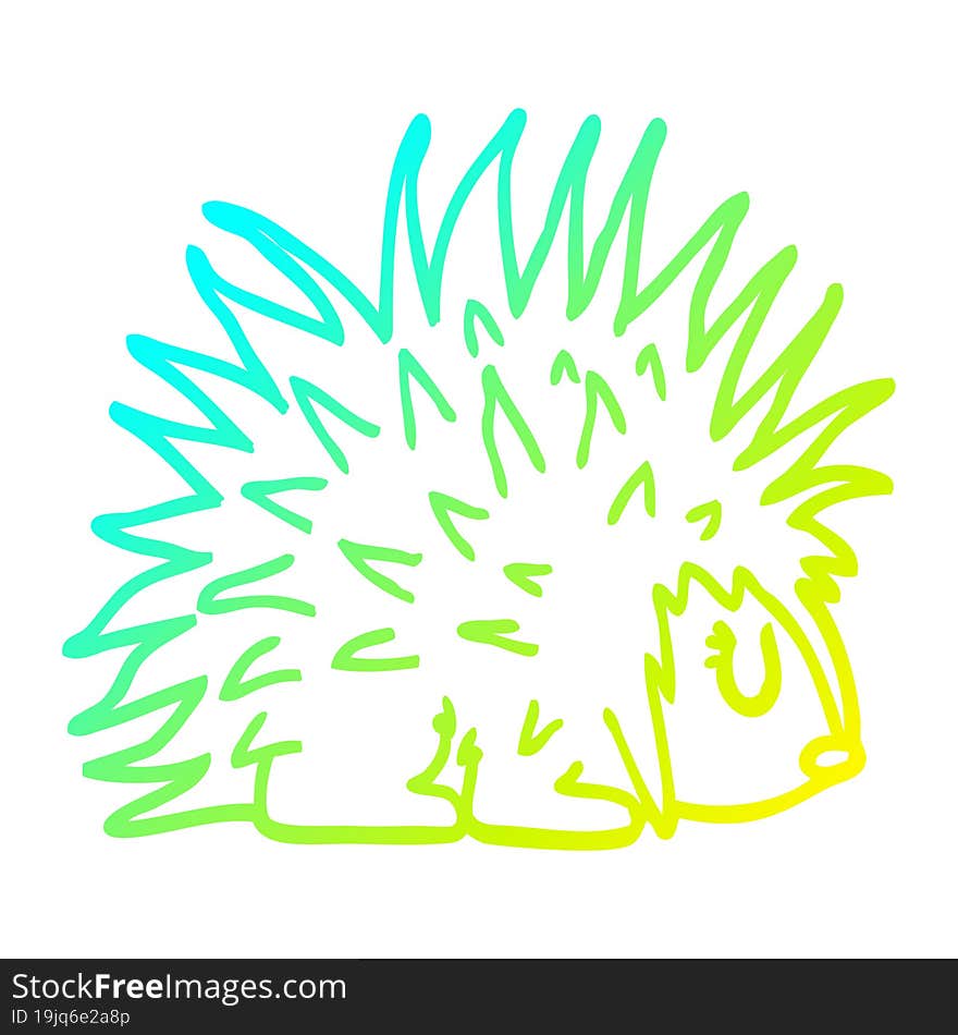 cold gradient line drawing cartoon spiky hedgehog