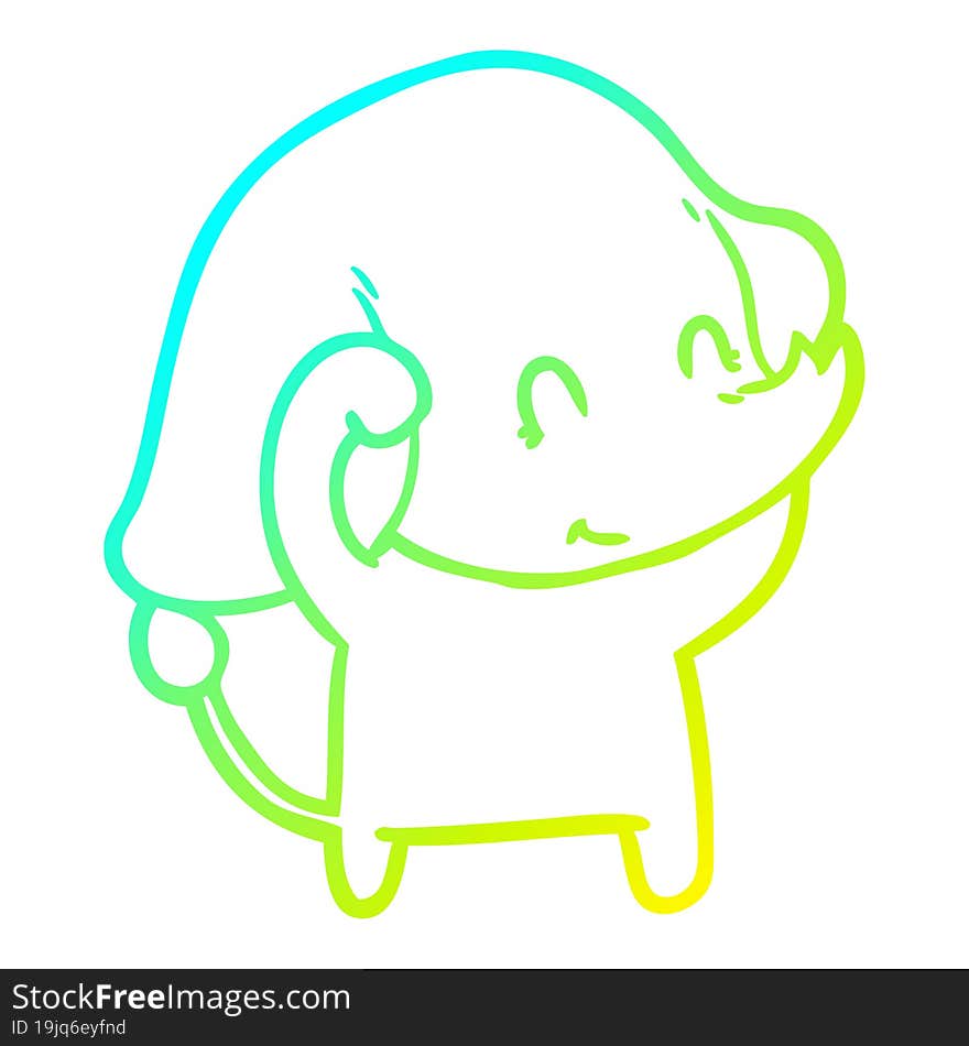 cold gradient line drawing cute cartoon elephant