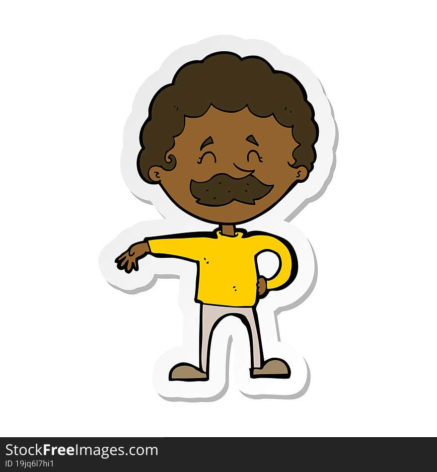 sticker of a cartoon man making camp gesture