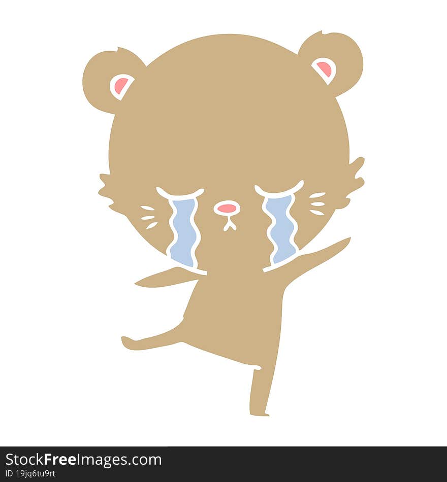 crying flat color style cartoon bear balancing